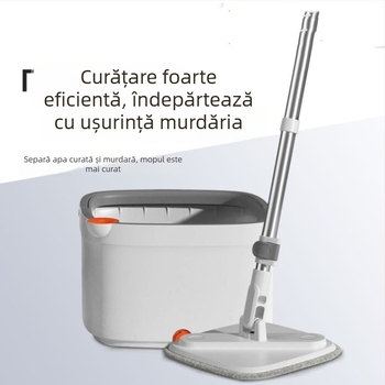 Set găleată mop spin cu separare apă curată și apă murdară, mop rotativ acționat manual, mâner telescopic de 135 cm