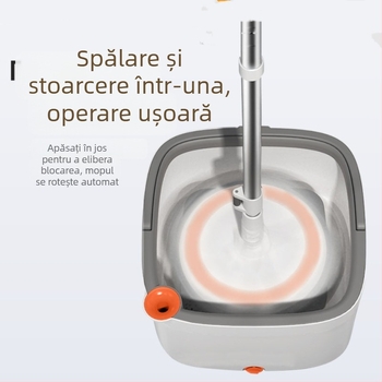 Set găleată mop spin cu separare apă curată și apă murdară, mop rotativ acționat manual, mâner telescopic de 135 cm