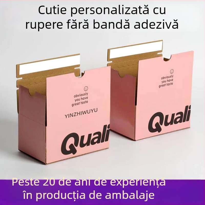 Cutie ondulată personalizată cu imprimare color, cutie fără bandă, carton ondulat cu ștampilare la cald, ambalaj cu fermoar, realizată la comandă