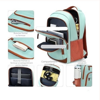 Rucsac de călătorie cu capacitate mare și design color-block, rucsac pentru laptop de 15 inch, unisex
