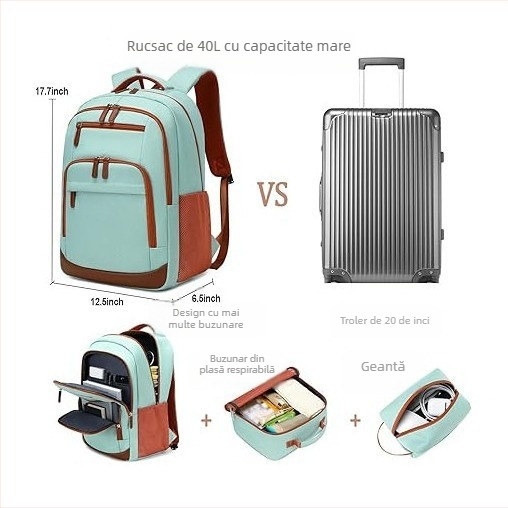 Rucsac de călătorie cu capacitate mare și design color-block, rucsac pentru laptop de 15 inch, unisex
