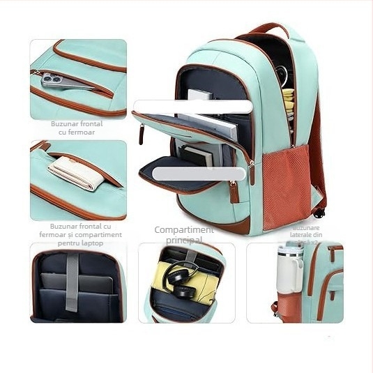 Rucsac de călătorie cu capacitate mare și design color-block, rucsac pentru laptop de 15 inch, unisex