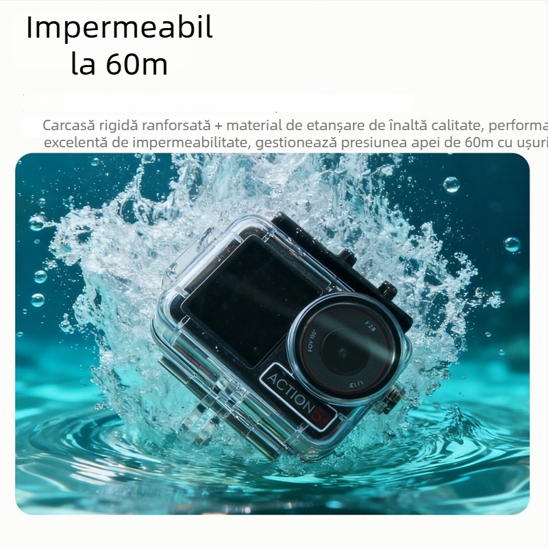 Carcasă impermeabilă pentru DJI Action5 Pro/4/3 — husă de scufundare la 60 m, accesoriu pentru cameră de acțiune