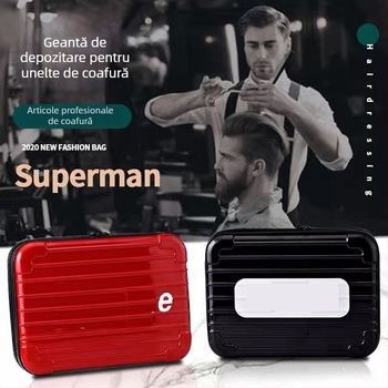 Husă de depozitare pentru unelte de coafură, cu carcasă rigidă și curea de talie, cu foarfece și instrument electric de stilizare