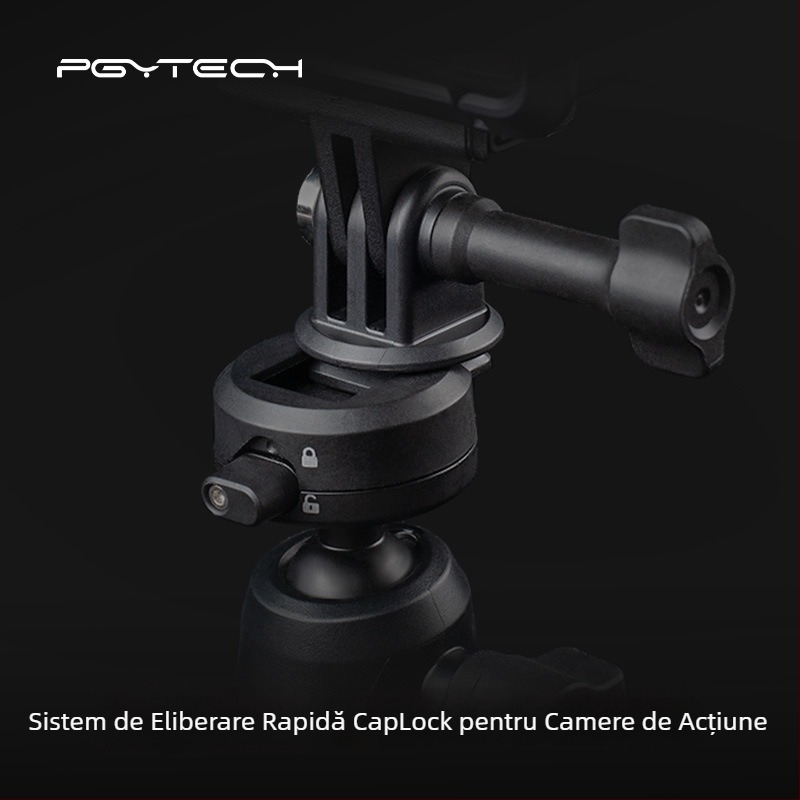 PGYTECH CapLock Kit pentru cameră de acțiune, sistem rapid de montaj și cap ball-head, accesorii adaptor