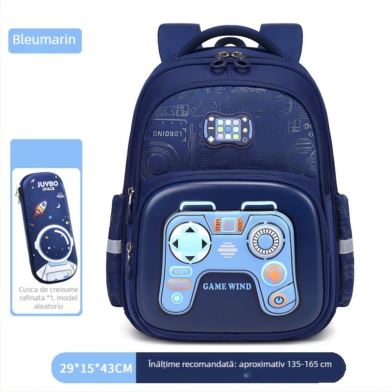 Ghiozdan pentru copii cu capacitate mare, design 3D controler de joc, unisex, material Oxford