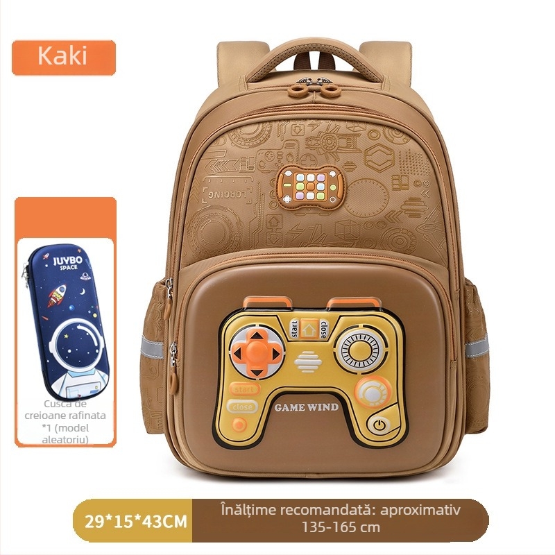 Ghiozdan pentru copii cu capacitate mare, design 3D controler de joc, unisex, material Oxford