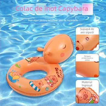 Inel de înot gonflabil pentru copii, cu temă capibara, pentru parcuri acvatice, design desen animat