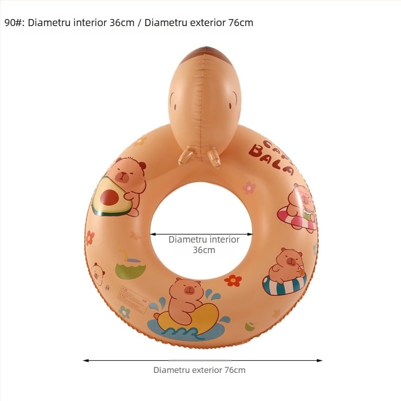 Inel de înot gonflabil pentru copii, cu temă capibara, pentru parcuri acvatice, design desen animat