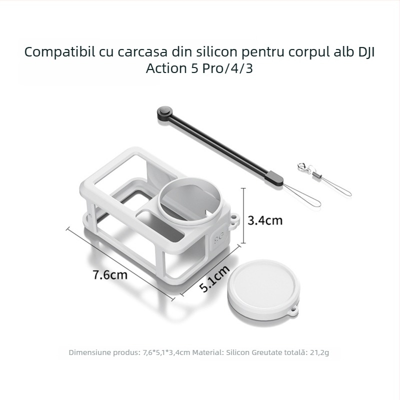 Carcasă din silicon pentru DJI Action 5 Pro/4/3 – protecție anti-cadere, anti-pierdere pentru camere sportive