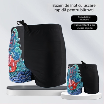 Șorturi de baie pentru bărbați în stil chinezesc, uscare rapidă, croială lejeră, respirabile, croială pătrată, scurte, pentru vară