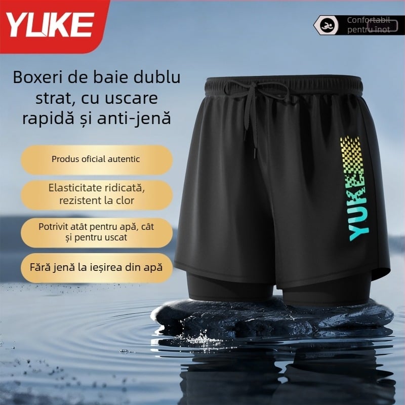 Costum de baie bărbătesc, două straturi, 2026, pentru adulți, design anti-jenă, set complet pentru băi termale