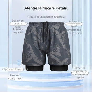 Promise șorturi de baie pentru bărbați cu dublu strat, uscare rapidă, culoare solidă, stil briefs