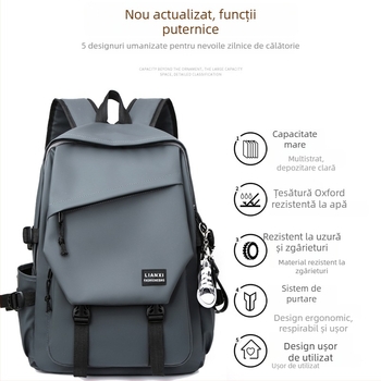 Rucsac unisex pentru laptop, școală și călătorii, design minimalist, capacitate mare, impermeabil