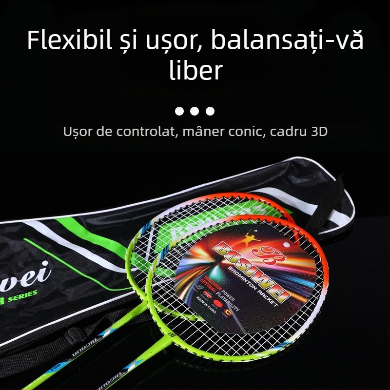 Set cu două rachete de badminton pentru începători – ideal pentru antrenament în familie și fitness