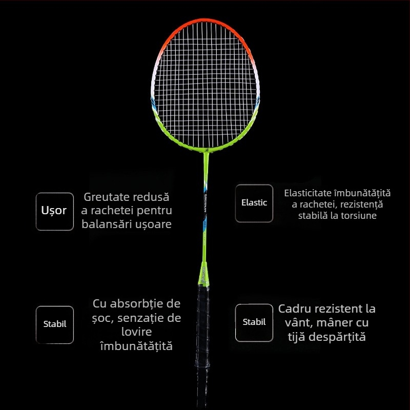 Set cu două rachete de badminton pentru începători – ideal pentru antrenament în familie și fitness