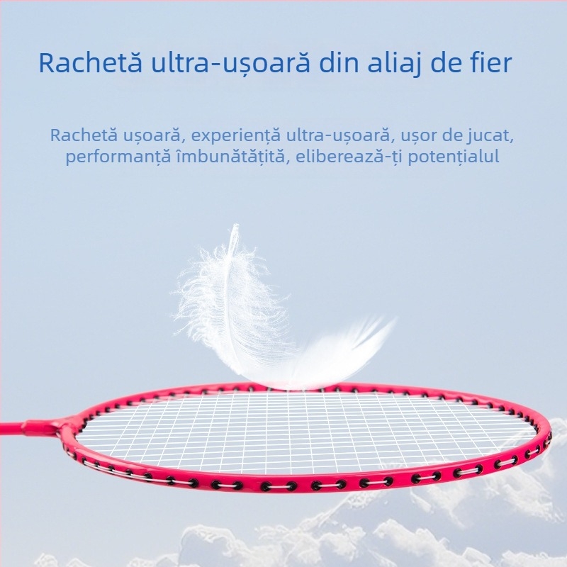 Set de rachete de badminton pentru începători, rachete de antrenament ultra-ușoare din aliaj de fier, set universal de 2 bucăți