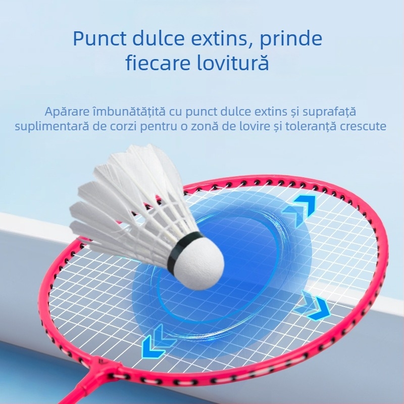 Set de rachete de badminton pentru începători, rachete de antrenament ultra-ușoare din aliaj de fier, set universal de 2 bucăți