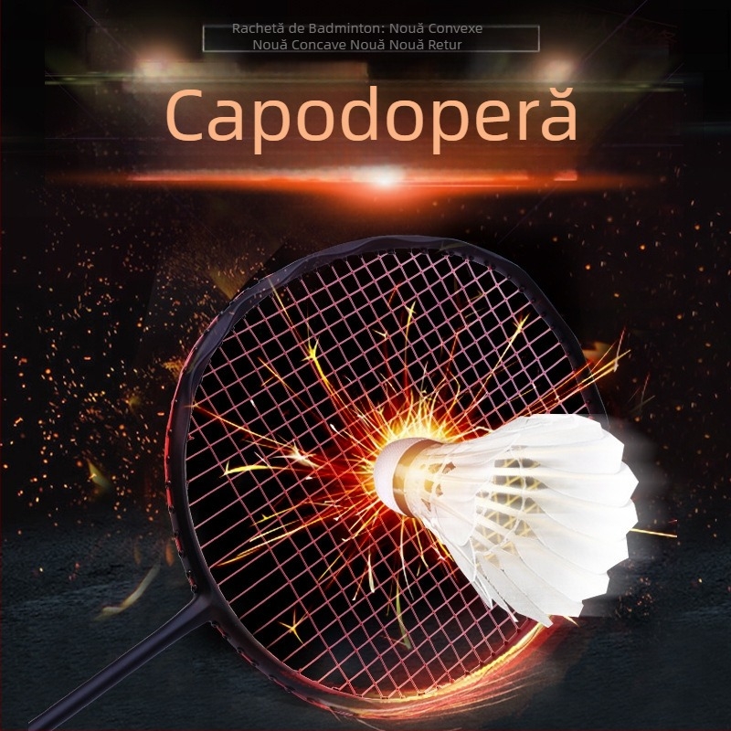 Rachetă badminton din fibră de carbon, ușoară, 75–79 g, 5U, pentru adulți și antrenament amator