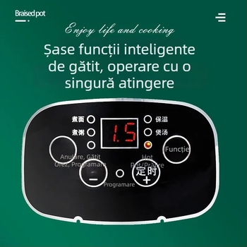Oală electrică multifuncțională cu abur și prăjit – capacitate 2–3 L, 801–1000 W, corp din plastic