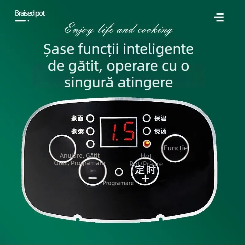 Oală electrică multifuncțională cu abur și prăjit – capacitate 2–3 L, 801–1000 W, corp din plastic
