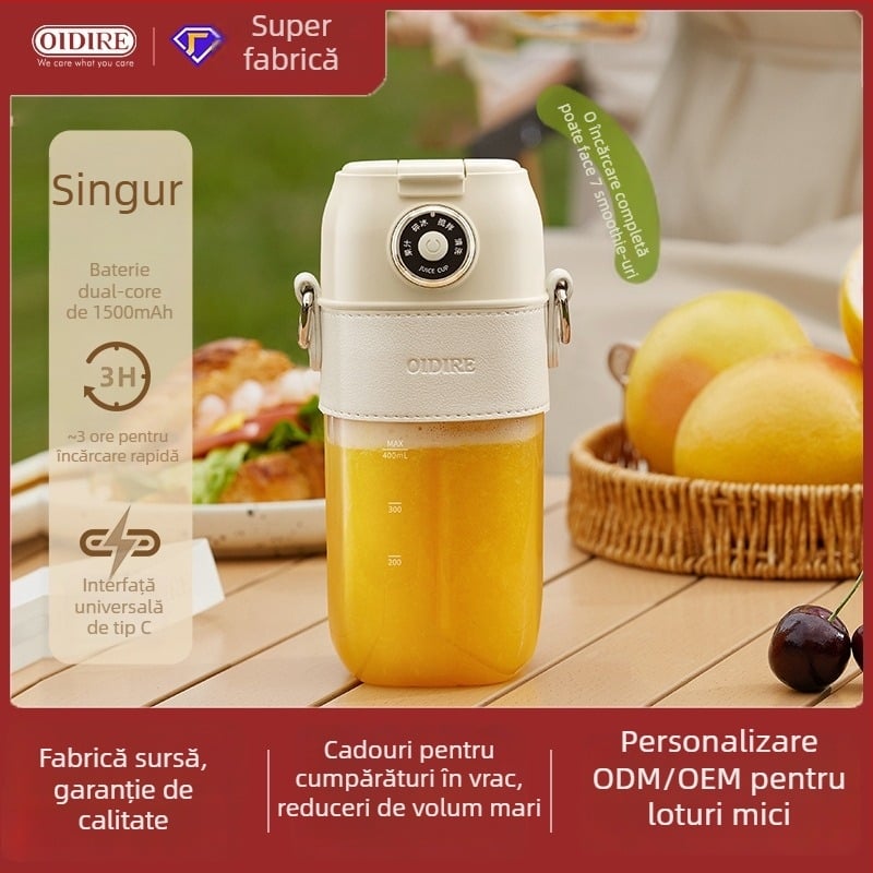 OIDIRE storcător de fructe portabil pentru uz casnic — cană de suc mini cu baterie încorporată