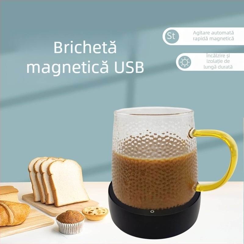 Suport USB cu agitare magnetică, control al temperaturii și încălzire, 2 în 1 încălzitor pentru ceașcă