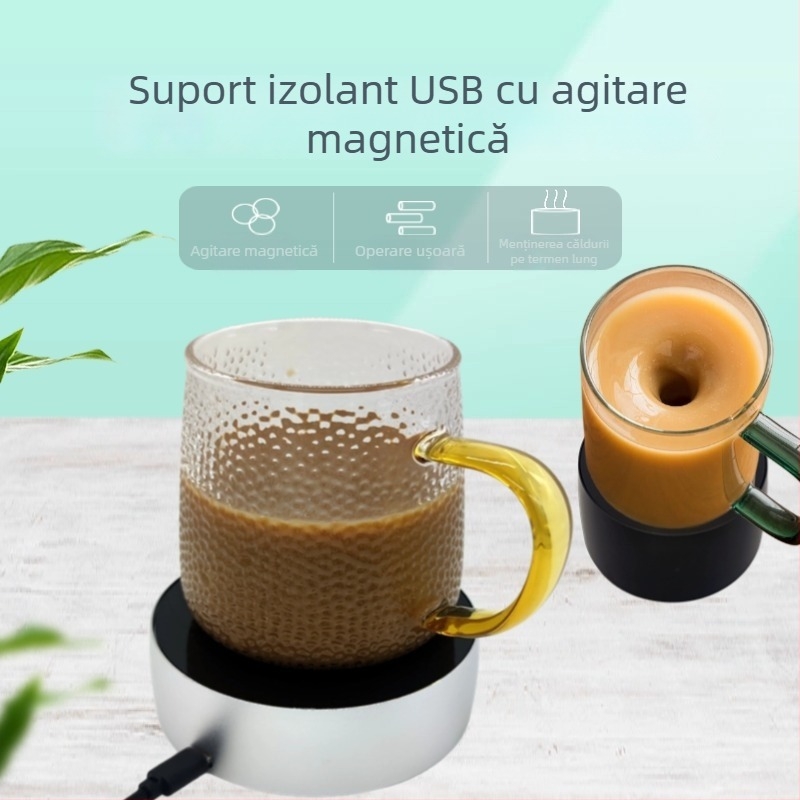 Suport USB cu agitare magnetică, control al temperaturii și încălzire, 2 în 1 încălzitor pentru ceașcă