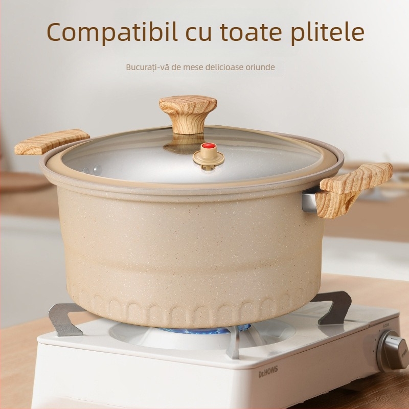 Oală de supă din lut, multifuncțională, cu piatră Maifan, aburitor sub presiune mică, stil japonez, antiaderent, compatibilă cu inducția