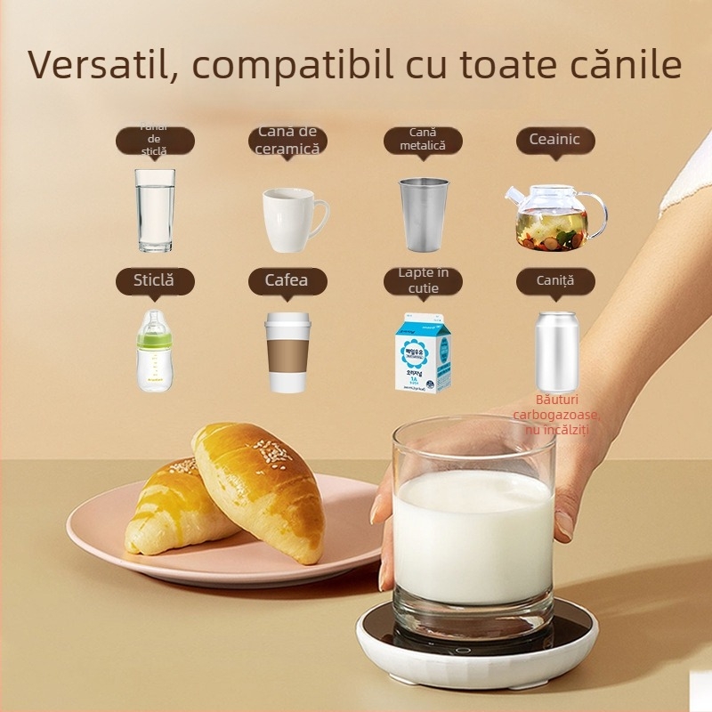 Suport încălzitor pentru ceașcă cu temperatură constantă — bază universală pentru cafea, izolație pentru birou sau cămin, încălzire rapidă a laptelui