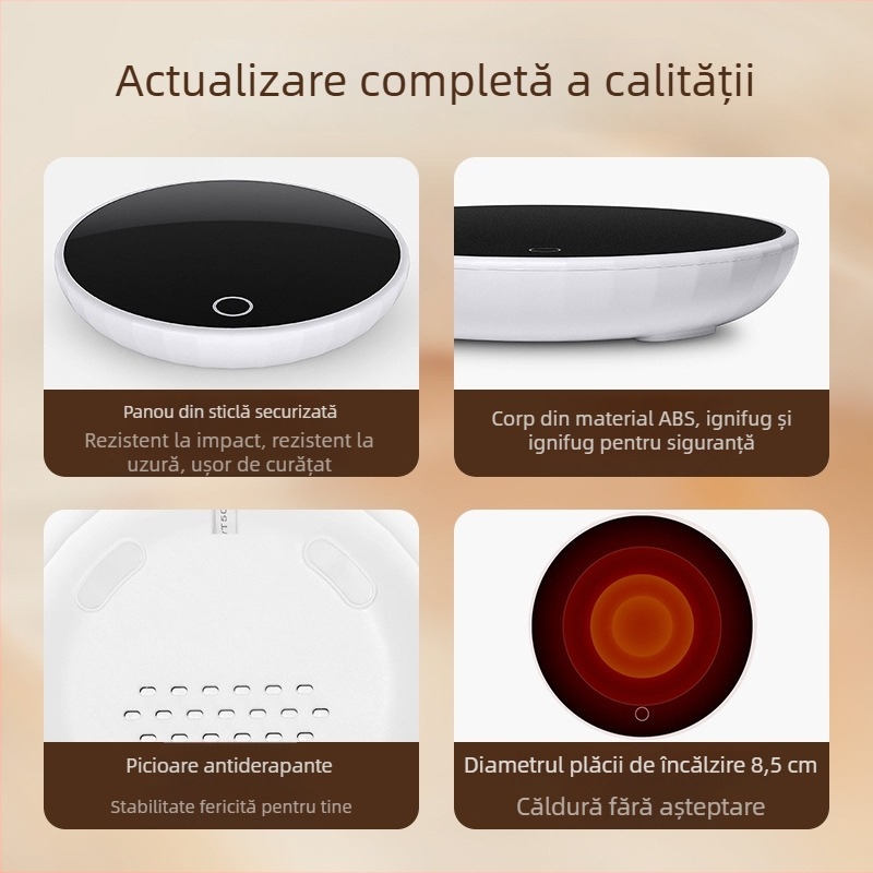 Suport încălzitor pentru ceașcă cu temperatură constantă — bază universală pentru cafea, izolație pentru birou sau cămin, încălzire rapidă a laptelui