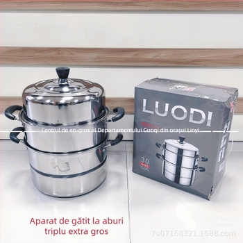 Aburitor din oțel inoxidabil, 40 cm, cu trei niveluri și grilaj dublu, pentru uz casnic și comercial, compatibil cu plitele cu inducție, capac magnetic