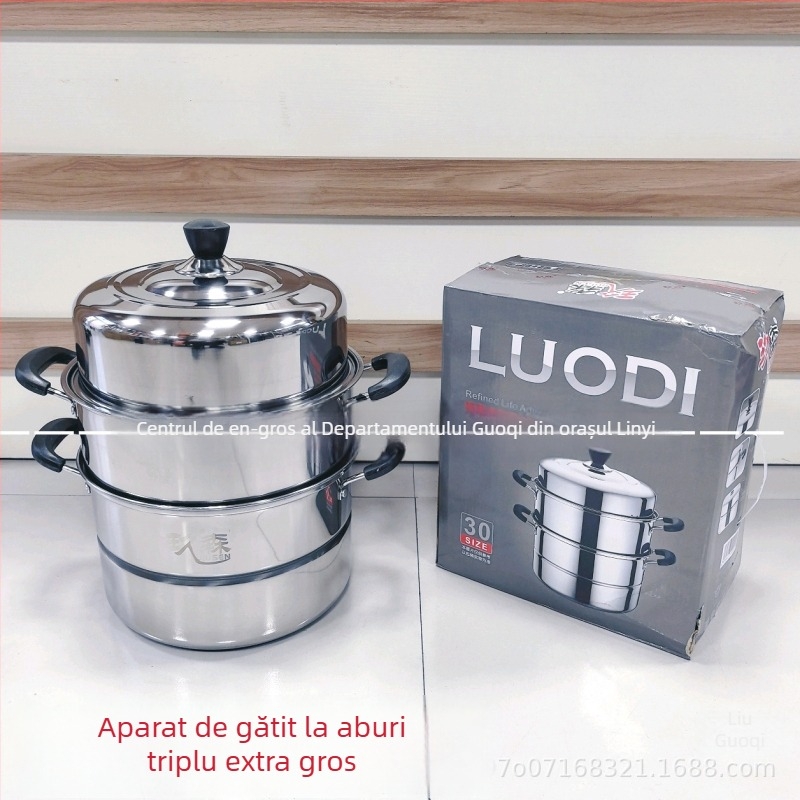 Aburitor din oțel inoxidabil, 40 cm, cu trei niveluri și grilaj dublu, pentru uz casnic și comercial, compatibil cu plitele cu inducție, capac magnetic