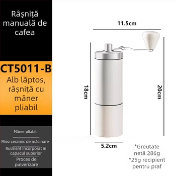 Râșniță manuală de cafea din boabe, compactă, portabilă pentru exterior