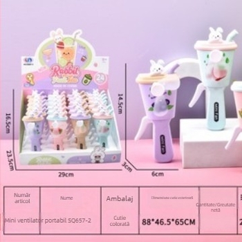 Ventilator mini manual, cu design de desen animat, pentru copii și elevi, din plastic
