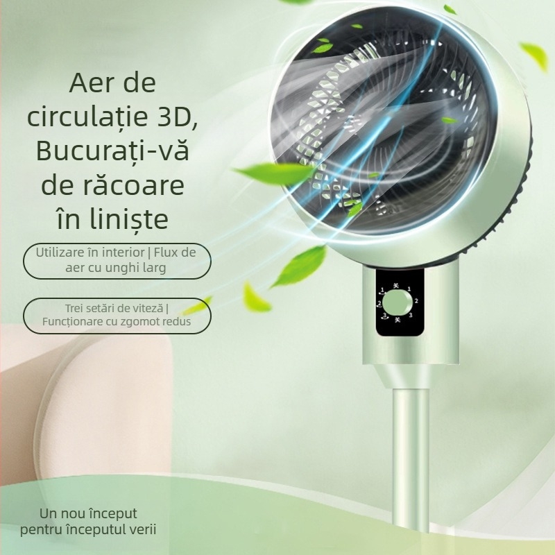 Ventilator de circulație a aerului cu oscilație 3D, ventilator de podea pentru convecție, pentru casă și cămin studențesc