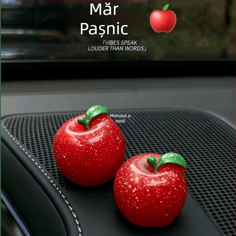 Noul ornament auto din rășină, în formă de măr – decor pentru consola centrală, stil desen animat