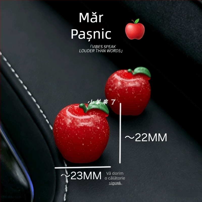 Noul ornament auto din rășină, în formă de măr – decor pentru consola centrală, stil desen animat