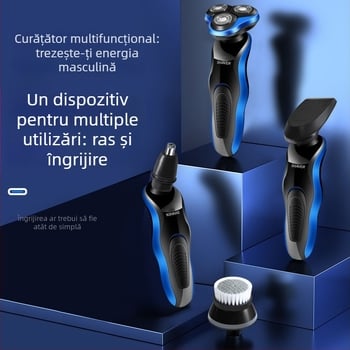 Qing Ting aparat de ras electric USB, montat în mașină, cu trei capete plutitoare, lavabil, autonomie a bateriei îndelungată