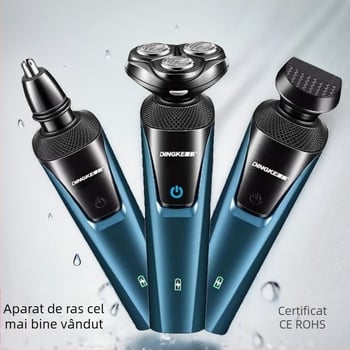 Dingke 8806 Aparat de ras electric pentru bărbați, cap cu trei lame, set trei în unu, lavabil, încărcare USB