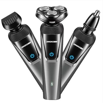 Dingke 8806 Aparat de ras electric pentru bărbați, cap cu trei lame, set trei în unu, lavabil, încărcare USB