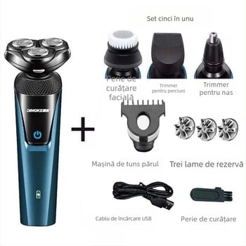 Dingke 8806 Aparat de ras electric pentru bărbați, cap cu trei lame, set trei în unu, lavabil, încărcare USB
