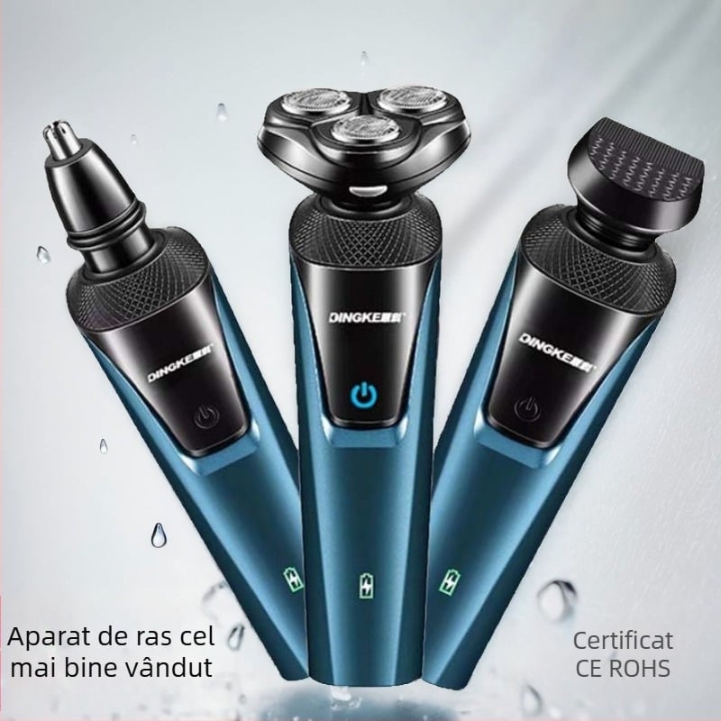 Dingke 8806 Aparat de ras electric pentru bărbați, cap cu trei lame, set trei în unu, lavabil, încărcare USB