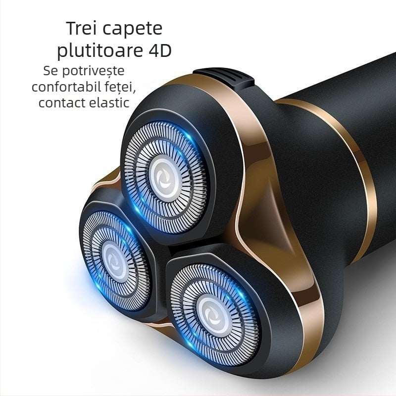 Aparat de ras electric 3 în 1 pentru bărbați, reîncărcabil, cu cap rotativ de 3 lame, umed/uscat, baterie încorporată