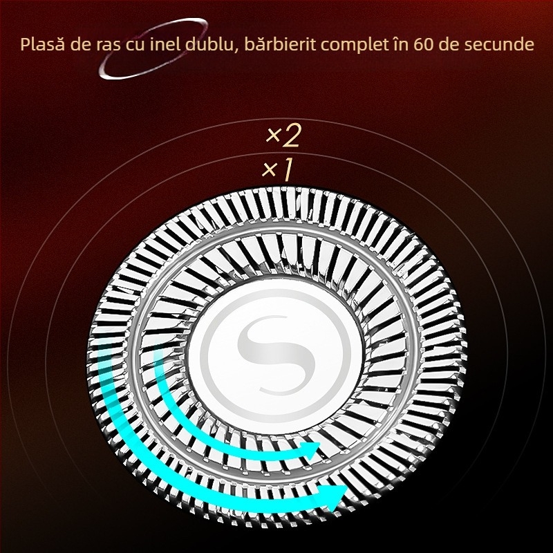 Nou aparat de ras electric pentru bărbați, cu USB, cap plutitor și două capete rotative — portabil și compact