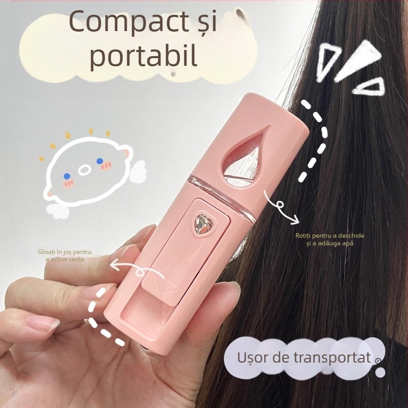 Dispozitiv de hidratare cu ceață nanometrică pentru femei, umidificator facial portabil, pulverizator cu ceață rece și abur facial