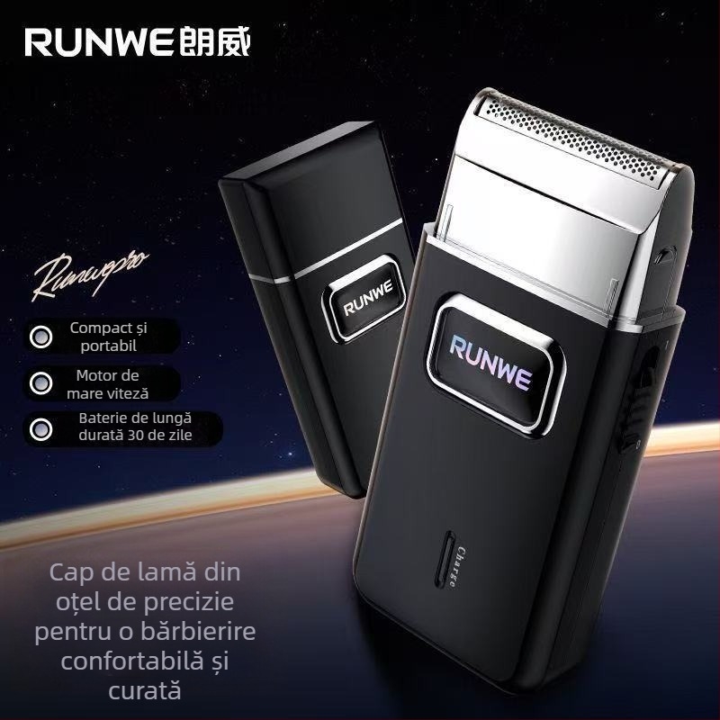 RUNWE Aparat de ras electric pentru bărbați, cu cap rotativ, trimmer portabil pentru barbă, reîncărcabil Rs7101