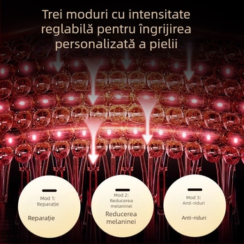 Mască facială cu foton pentru uz casnic, dispozitiv de tratament cu lumină roșie și albastră, rejuvenare a pielii, compatibil cu aplicația
