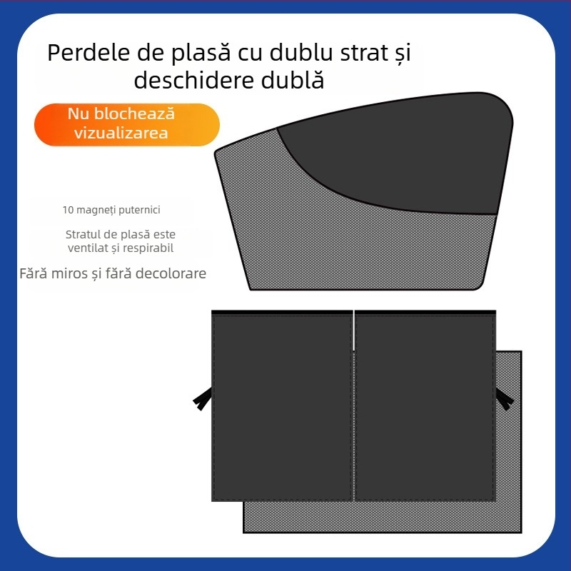 Perdea magnetică pentru geamul lateral al mașinii, utilizare în interior, pentru intimitate și izolare termică