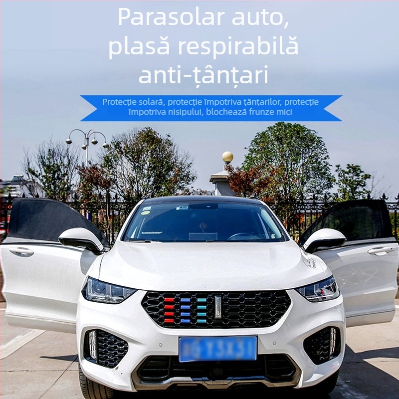 Draperie pentru mașină împotriva țânțarilor, cu perdea solară și plasă de ventilație pentru ferestre